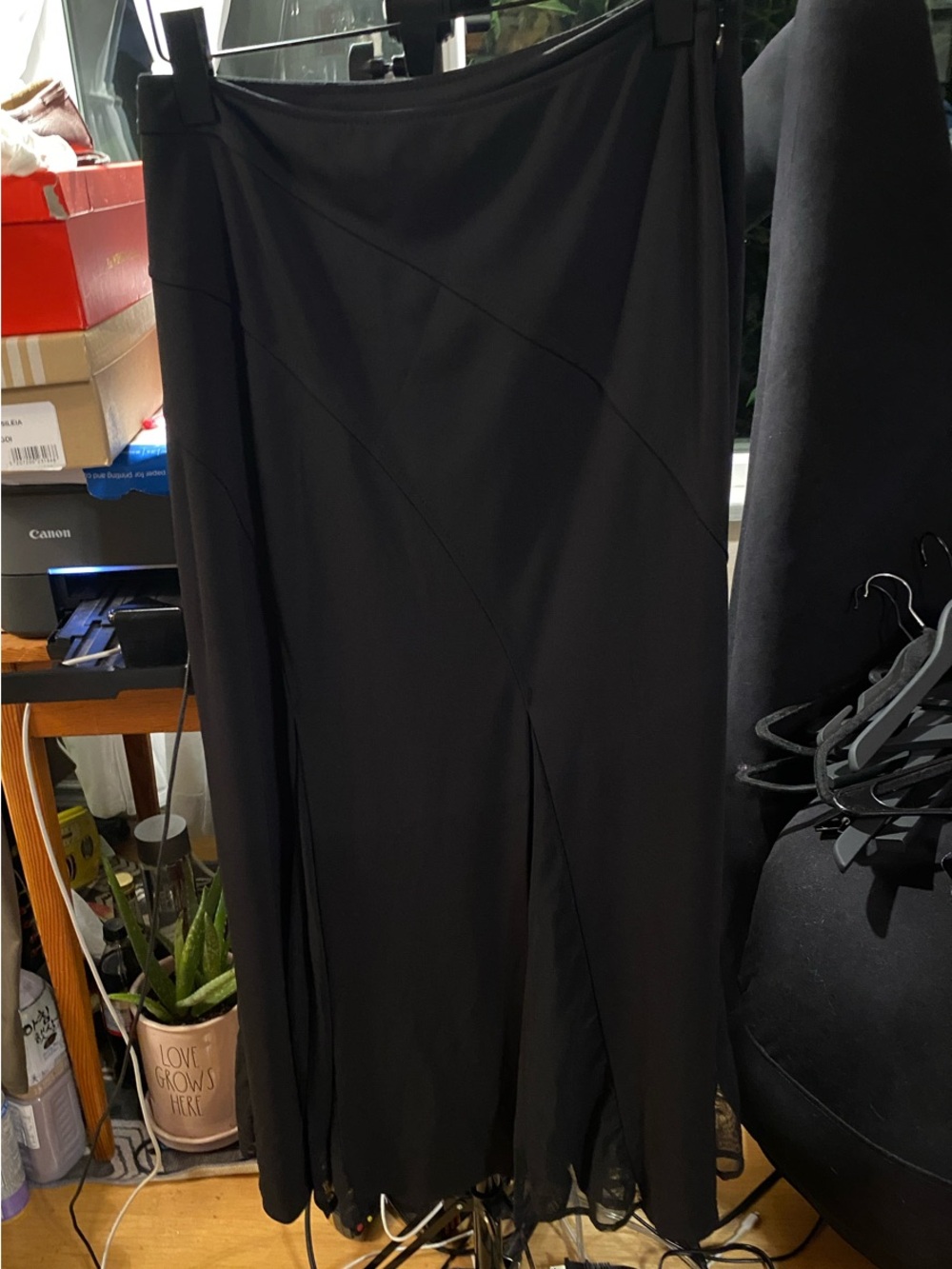 Black Maxi Skirt with Split Sheer Bottom